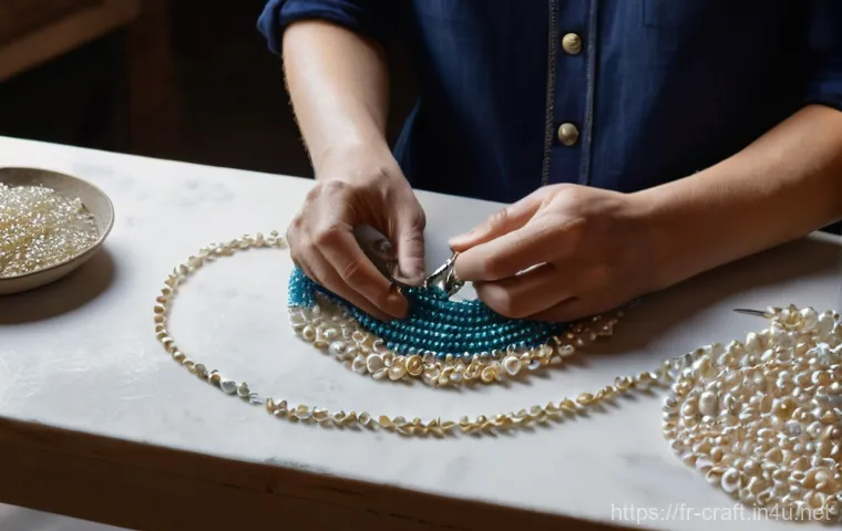 수공예 주얼리 셀프 제작 - **"The Artisan's Treasure Chest"**
A close-up, warm-toned photograph of an artisan's hands, poss... 수공예 주얼리 셀프 제작 - **"The Artisan's Treasure Chest"**
A close-up, warm-toned photograph of an artisan's hands, poss...