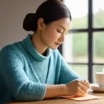 수공예 종이접기 - **Prompt 1: Meditative Origami Moment**
"A serene and focused adult woman, approximately 30-40 y...