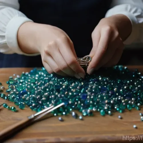 Home 21 수공예 악세서리 디자인 - **Prompt:** A close-up shot of a female artisan's hands, wearing a simple, tastefully modest blouse,...