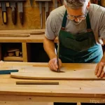 수공예 의자 만들기 - The Artisan's Workshop: Crafting a Beechwood Chair**
"A skilled woodworker, seen from a respectful ...
