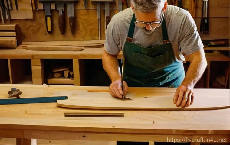 수공예 의자 만들기 - The Artisan's Workshop: Crafting a Beechwood Chair**
"A skilled woodworker, seen from a respectful ...