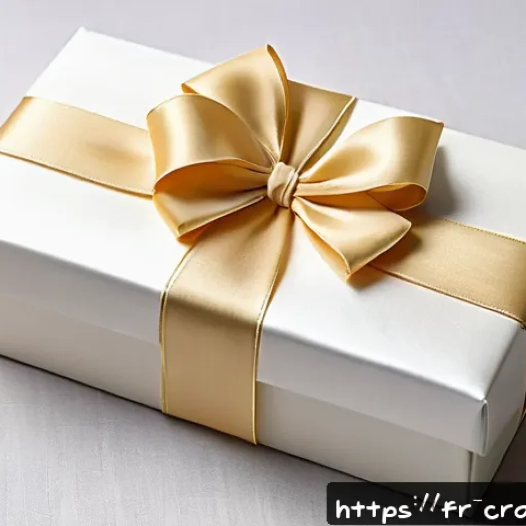 수공예 리본 공예 - A beautifully wrapped wedding gift featuring elegant satin and silk ribbons in soft ivory and pastel...
