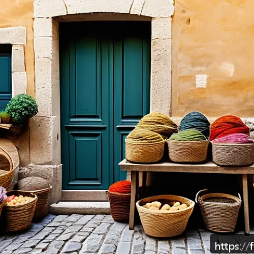 Home 33 수공예 재료 구매처 - A vibrant French artisan market scene in a small Provençal village, featuring colorful stalls with n...