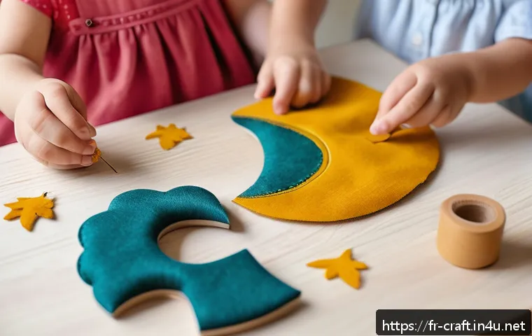 수공예 장난감 만들기 - A cozy family workshop scene with natural wooden toys in progress: children and adults gently sandin...
